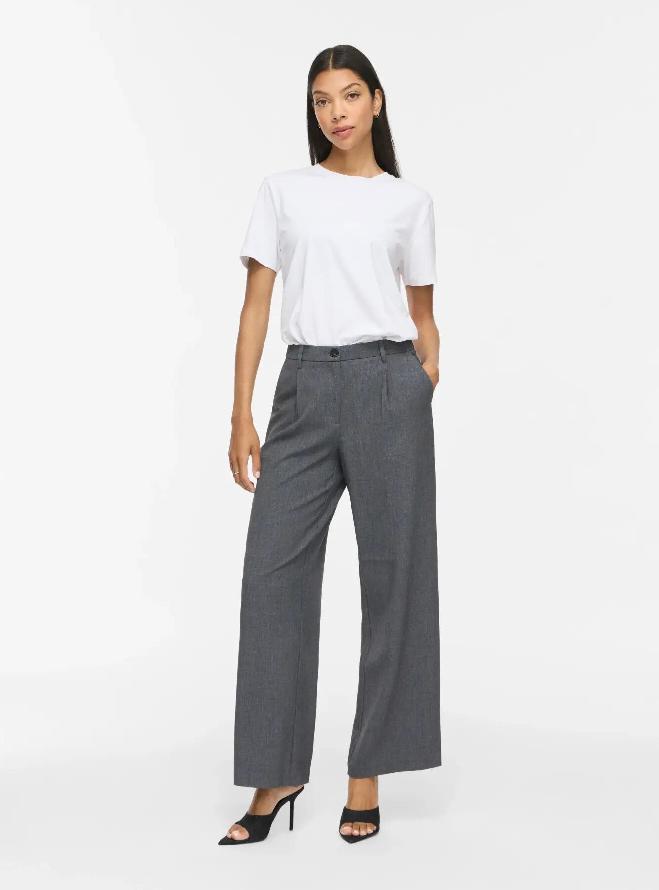 Vikari Wide habitbukser - Dark Grey Melange